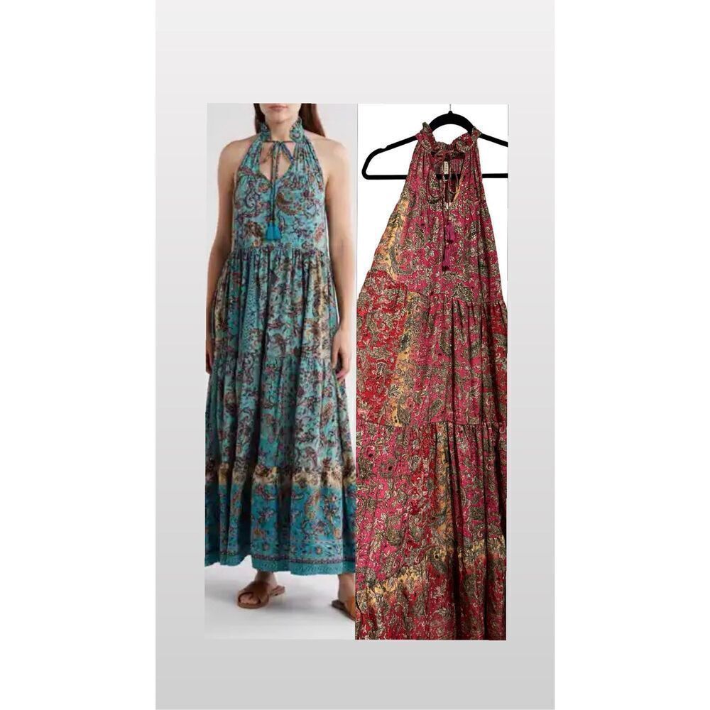 Raga Akira Ruffle Collar Maxi Dress in Fuchsia Size Small $185